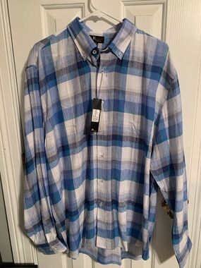 JR Collection Blue Plaid Button-Down Shirt - Casual Men's